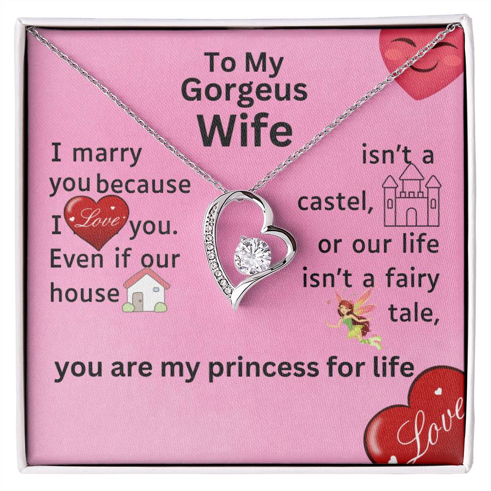 To my wife, I love always, Forever Love Necklace with On Demand Message Card