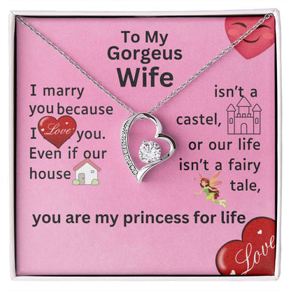 To my wife, I love always, Forever Love Necklace with On Demand Message Card