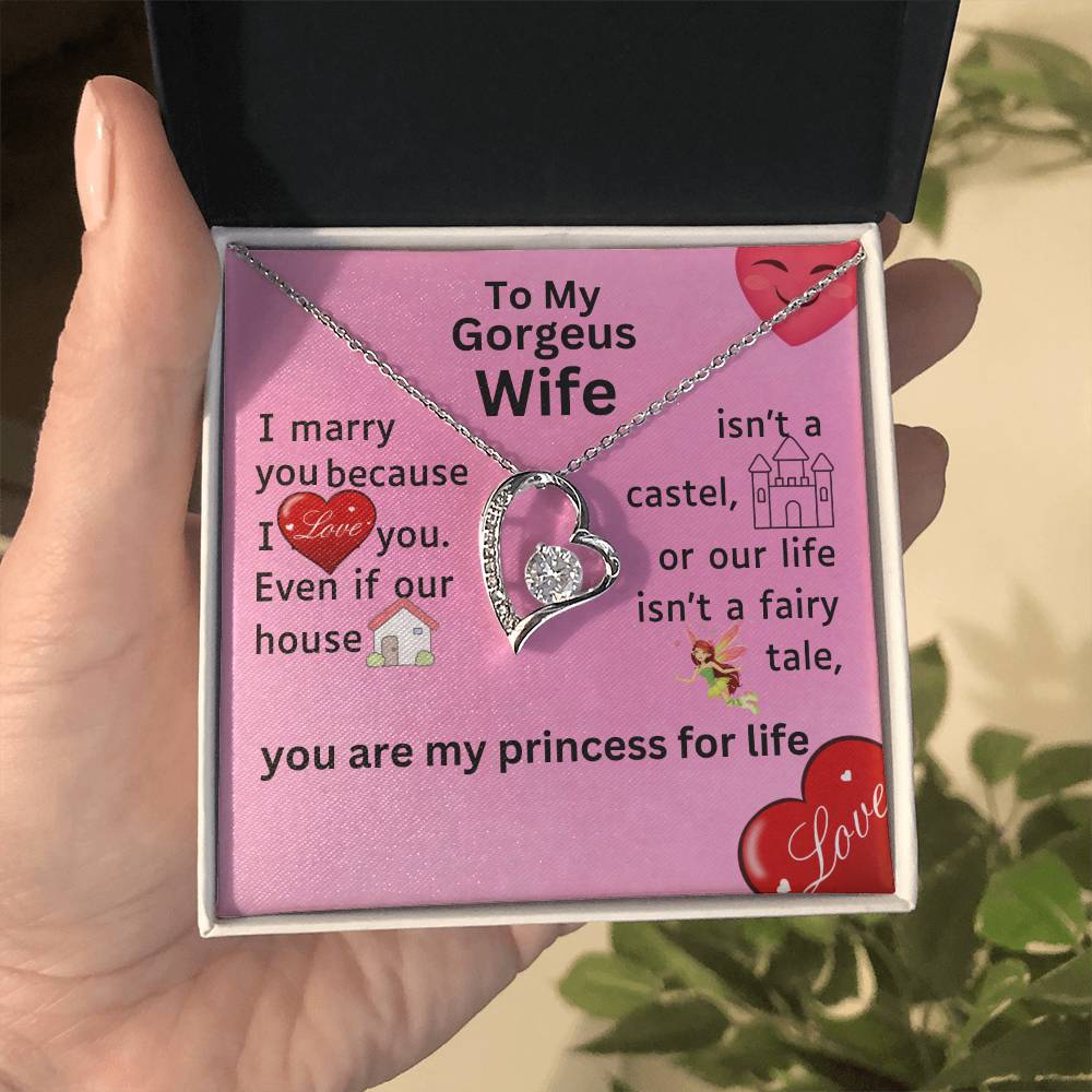 To my wife, I love always, Forever Love Necklace with On Demand Message Card