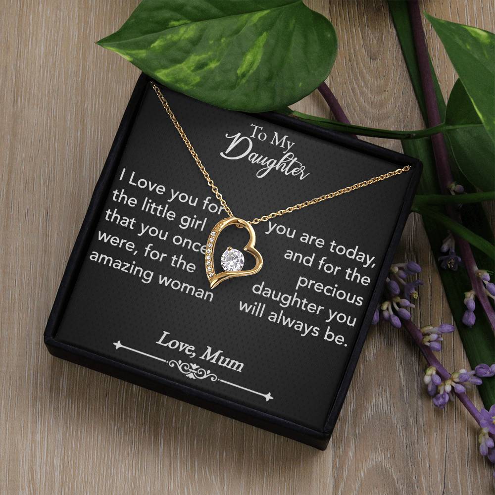 For my daughter, I love  you, Forever Love Necklace with On Demand Message Card